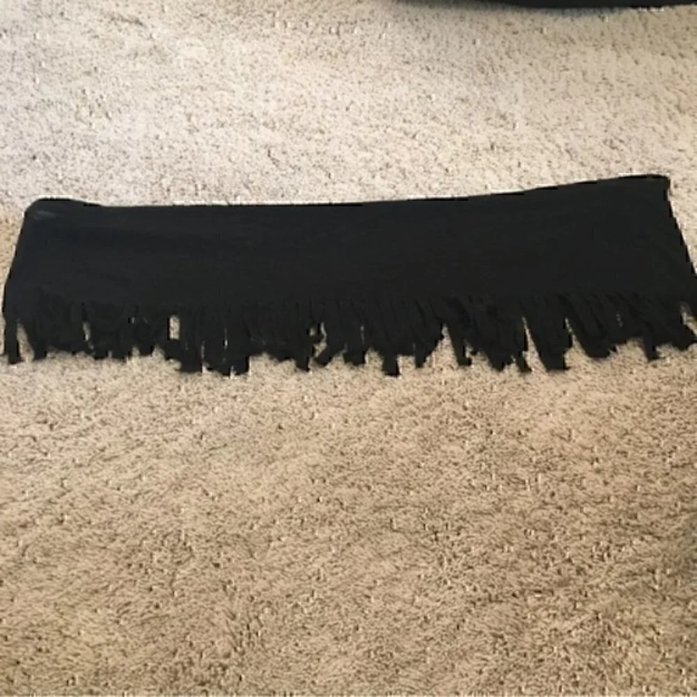 Girls size 10 Justice black fringe wrap around infinity scarf
